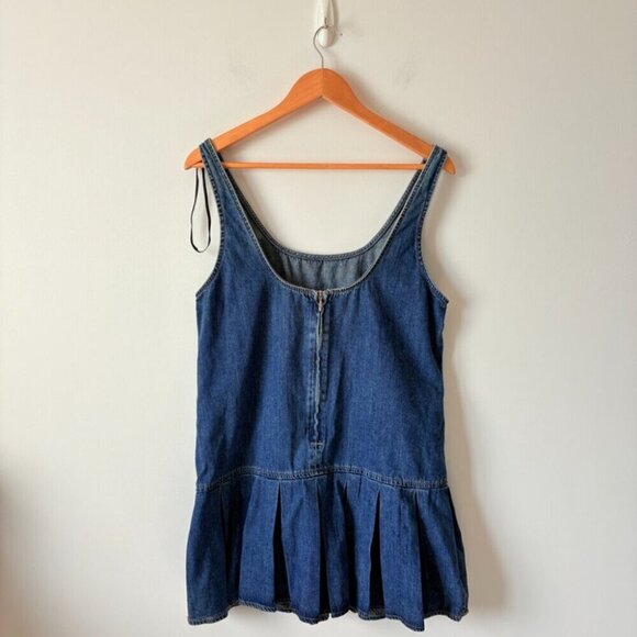 Zara Denim Box Pleat Dress NWOT Blue Size Large - Picture 5 of 7